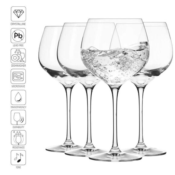 Krosno Harmony Clear Crystalline Wine Gin Tonic Balloon Drinking Glass Set of 4 - Picture 1 of 16